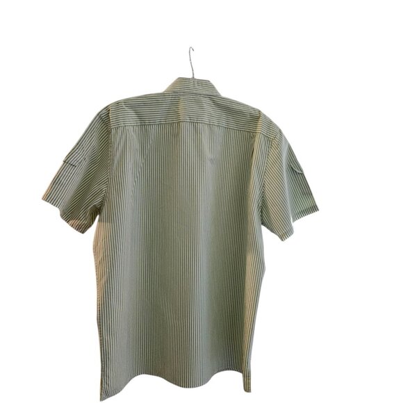 Michael Kors Sage green/white Stripe short Sleeve Collared Button down Casual XL - Picture 2 of 5